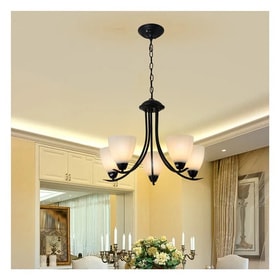 5 Light Chandelier Light With Frosted Glass Shades