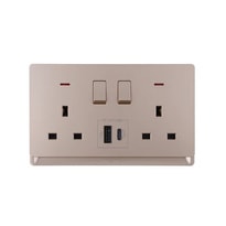Double Switch Socket USB-A + Type-C Charging Ports (Gold)