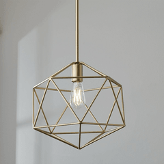 Gold Geometric Wireframe Pendant Light