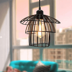 Industrial Black Cage Lantern Pendant Light