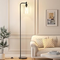 Industrial Floor Lamp with Glass Shade