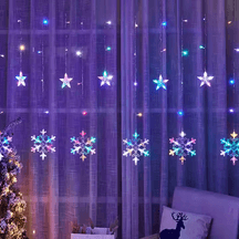Star Snowflake Christmas Garland Twinkle Lights
